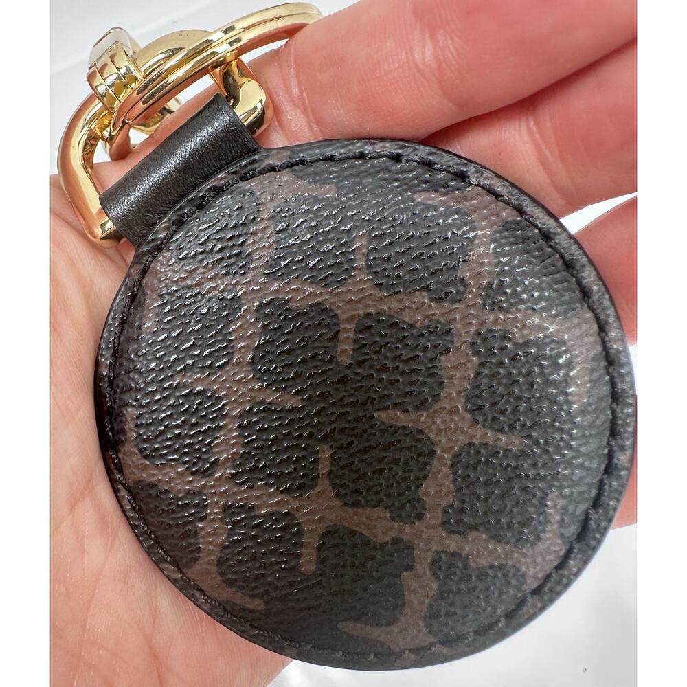 ⭐️ Marlene Birger Leather Round Key Ring Black/Brown/Gold NWT - Picture 7 of 7